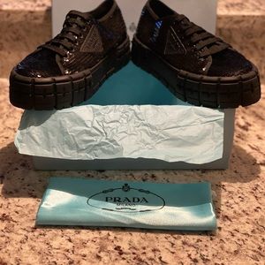 Prada Double Wheel Sequin Sneakers